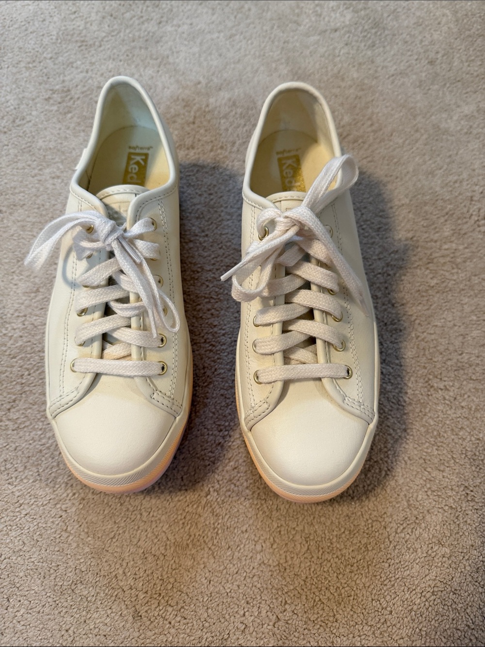 Keds Women's Off-White Leather Low-Top Sneakers
